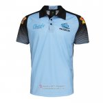 Maglia Polo Cronulla Sutherland Sharks Rugby 2021 Celeste